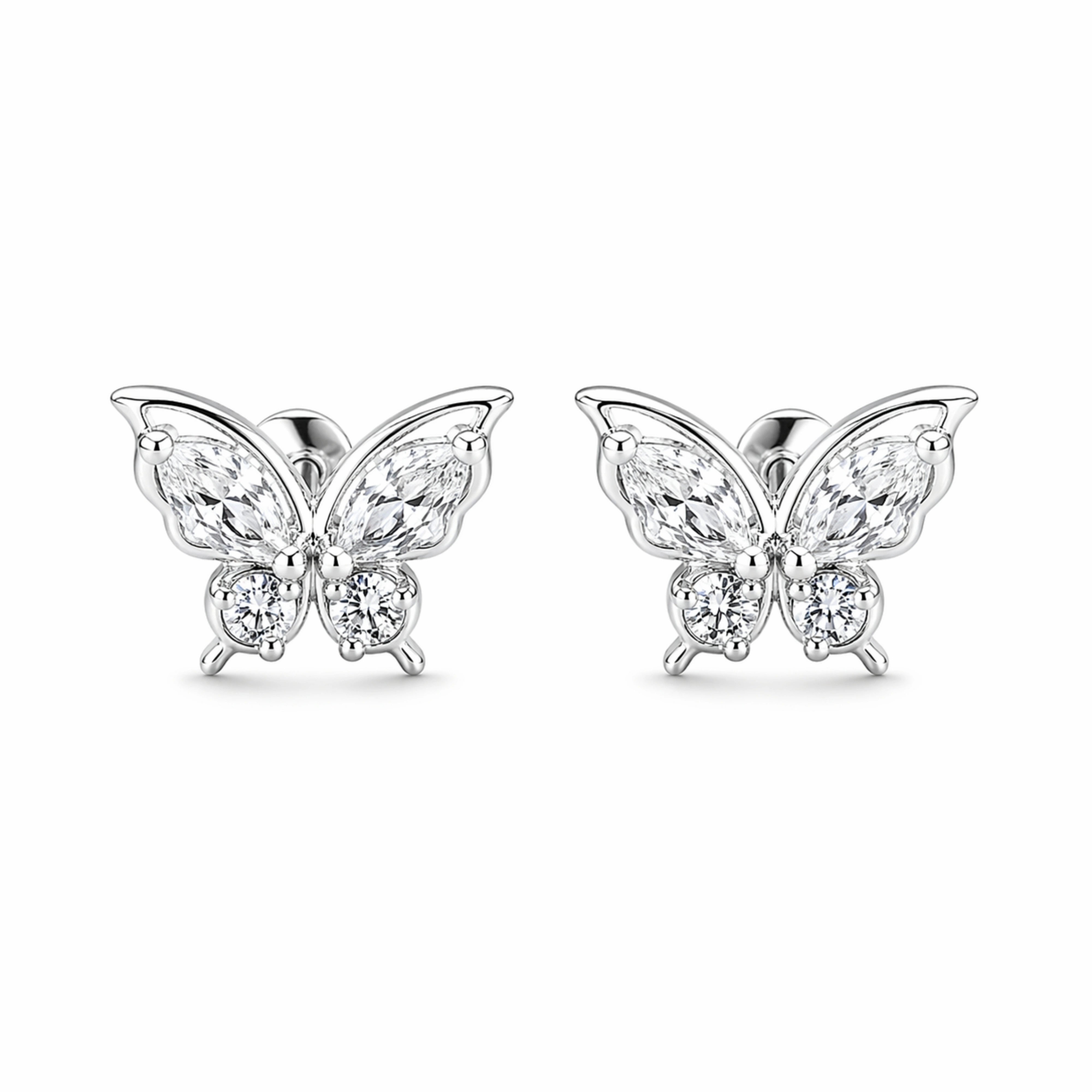 925 Sterling Silver Butterfly Zircon Stud
