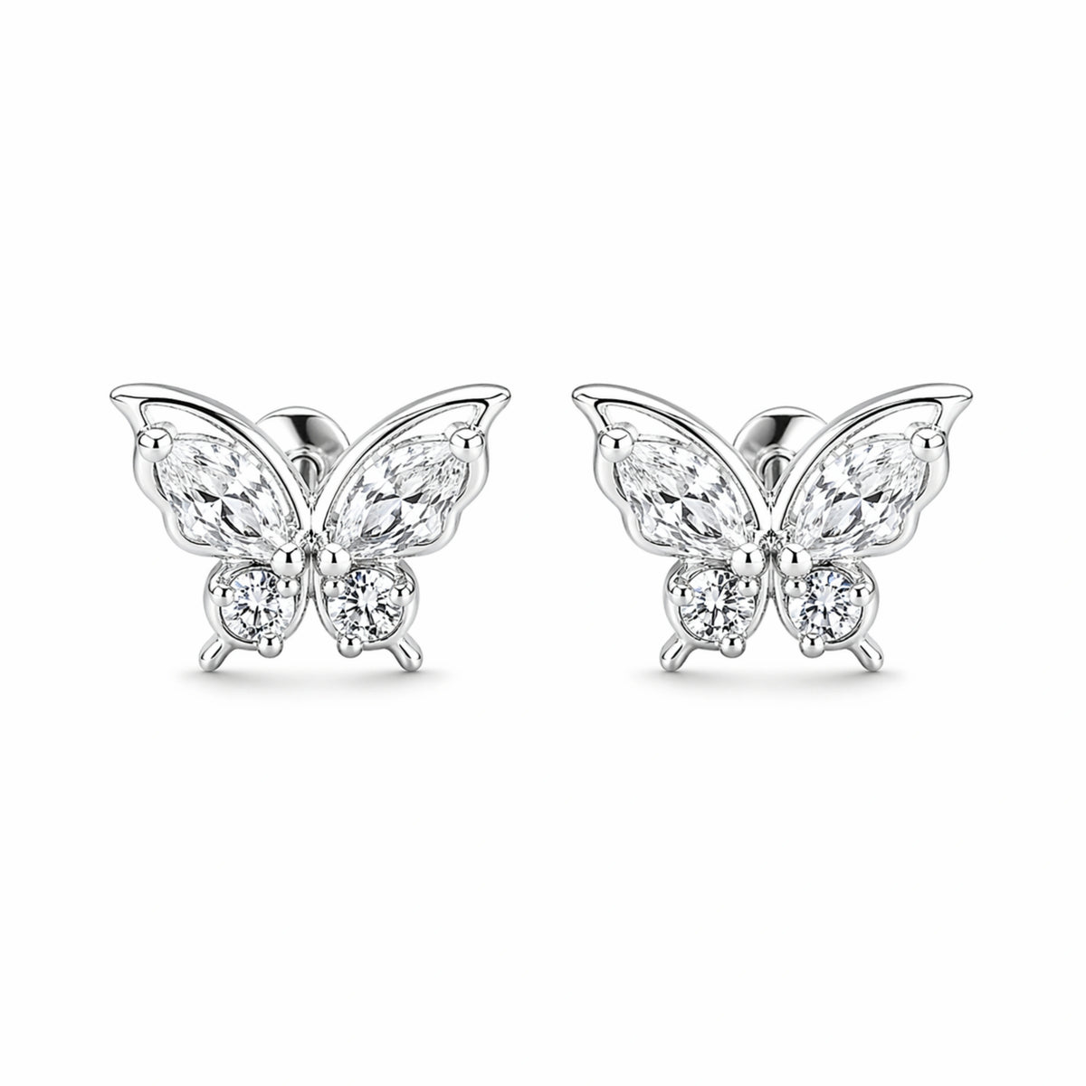 925 Sterling Silver Butterfly Zircon Stud