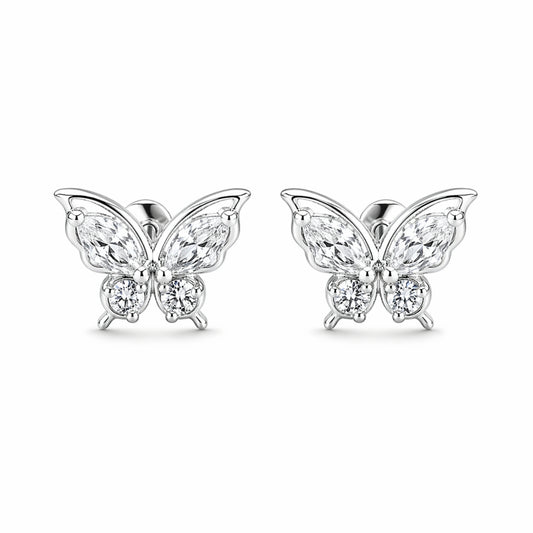 925 Sterling Silver Butterfly Zircon Stud