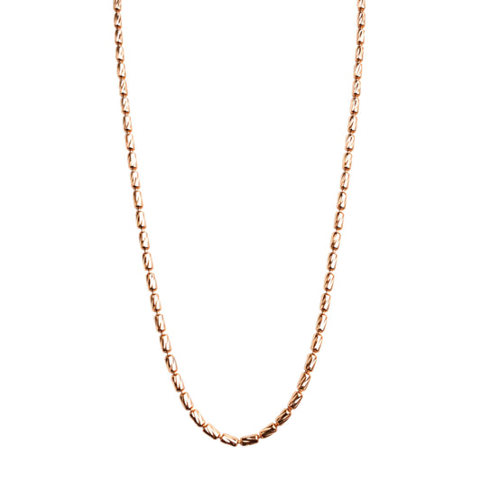 925 Sterling Silver Rose Gold Cylindrical Bead Chain Necklace