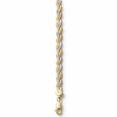 925 Sterling Silver Tri-Tone Rope Link Bracelet for Women