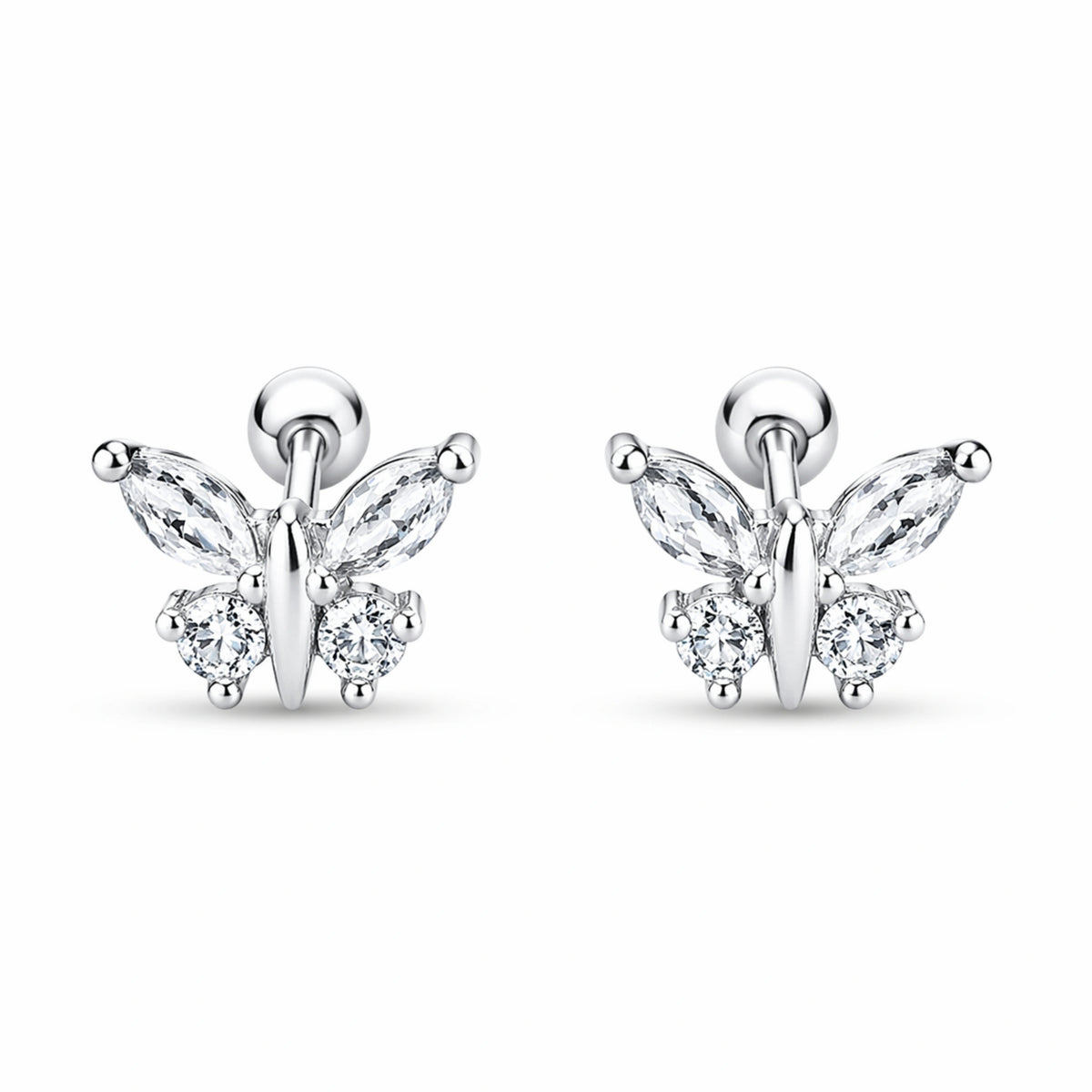 925 Sterling Silver Butterfly Zircon Stud