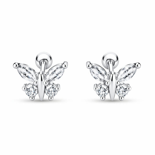 925 Sterling Silver Butterfly Zircon Stud