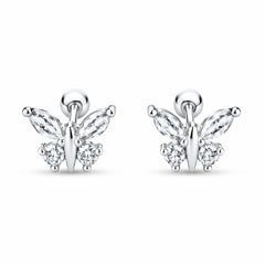 925 Sterling Silver Butterfly Zircon Stud