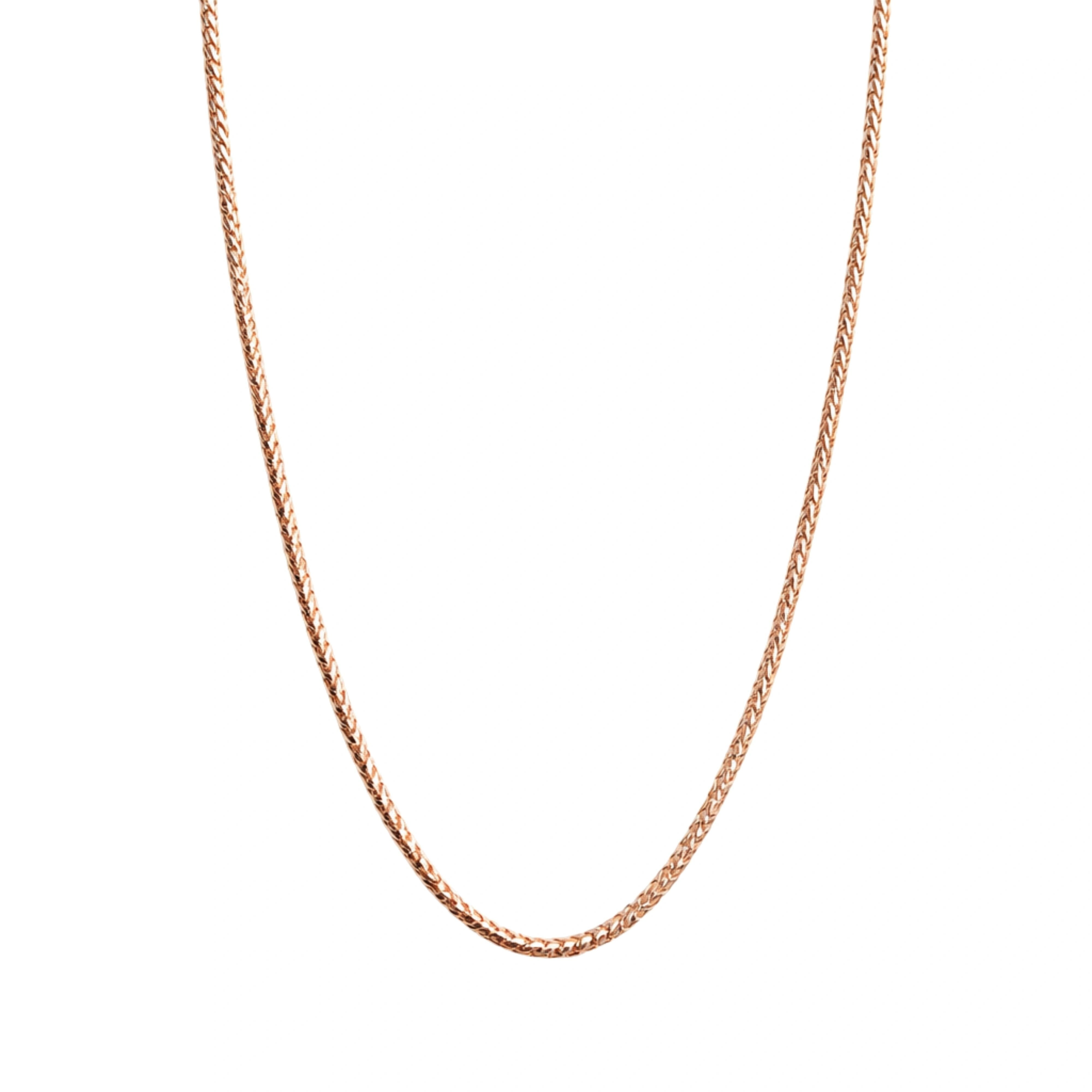 925 Sterling Silver Rose Gold Wheat Chain Necklace