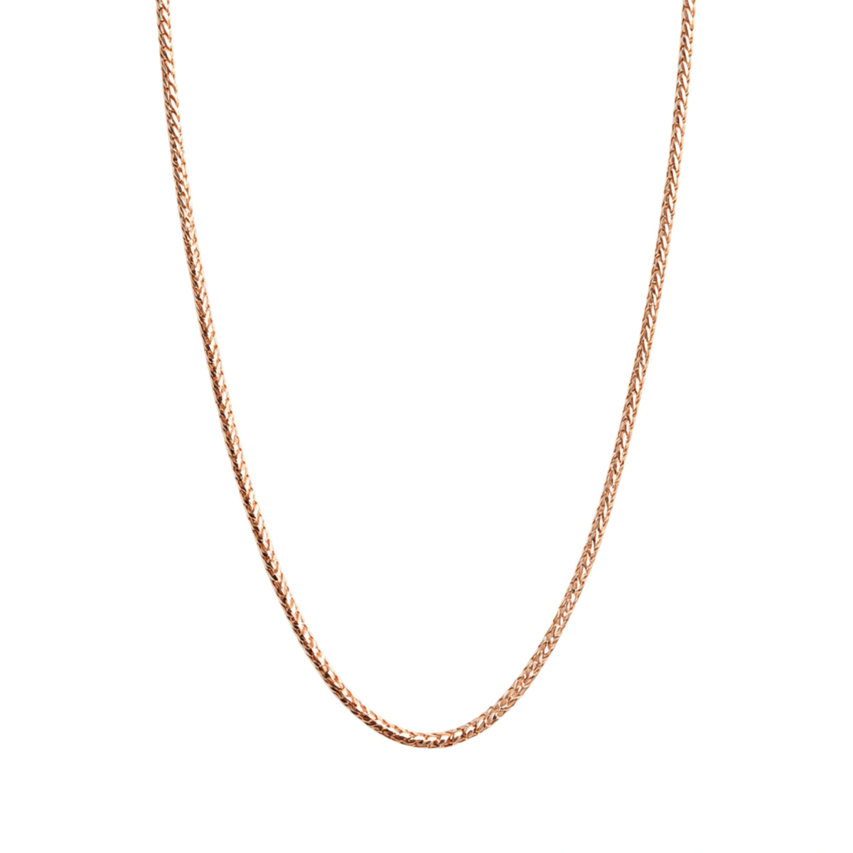 925 Sterling Silver Rose Gold Wheat Chain Necklace