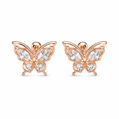 Rose Gold Butterfly Zircon Stud Earrings