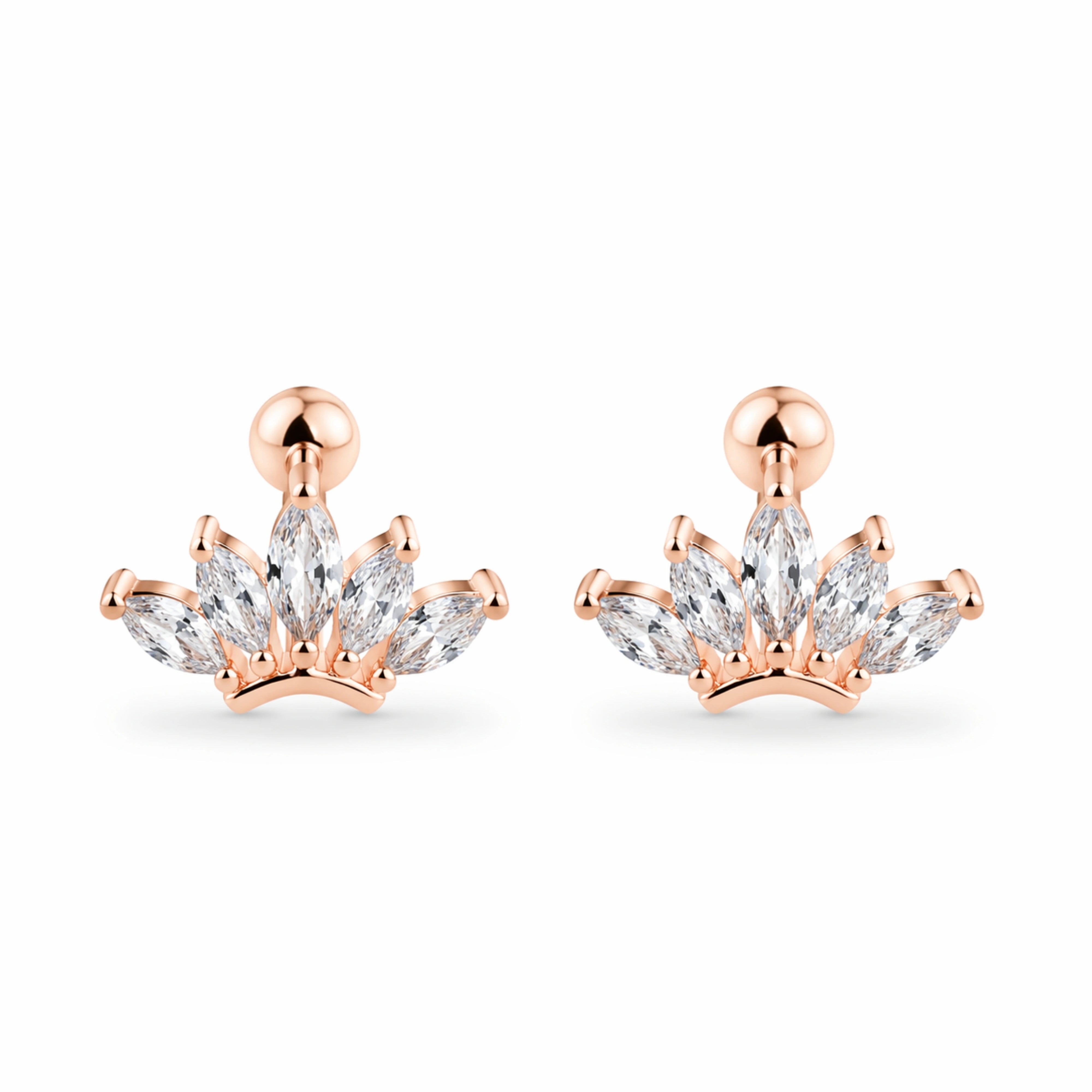 Rose Gold Crown Zircon Stud