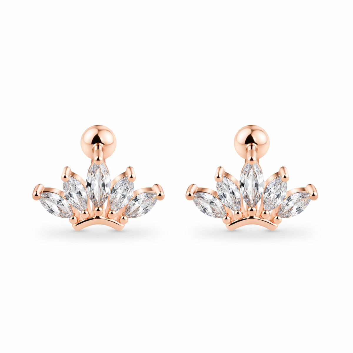 Rose Gold Crown Zircon Stud
