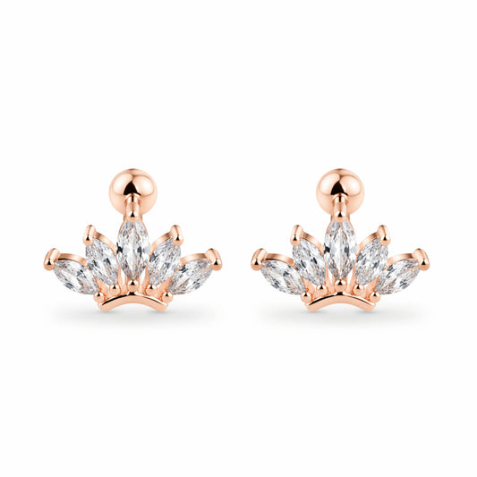 Rose Gold Crown Zircon Stud