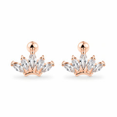 Rose Gold Crown Zircon Stud