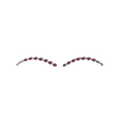 925 Silver Twisted Wave Pink CZ Ear Climber Earrings