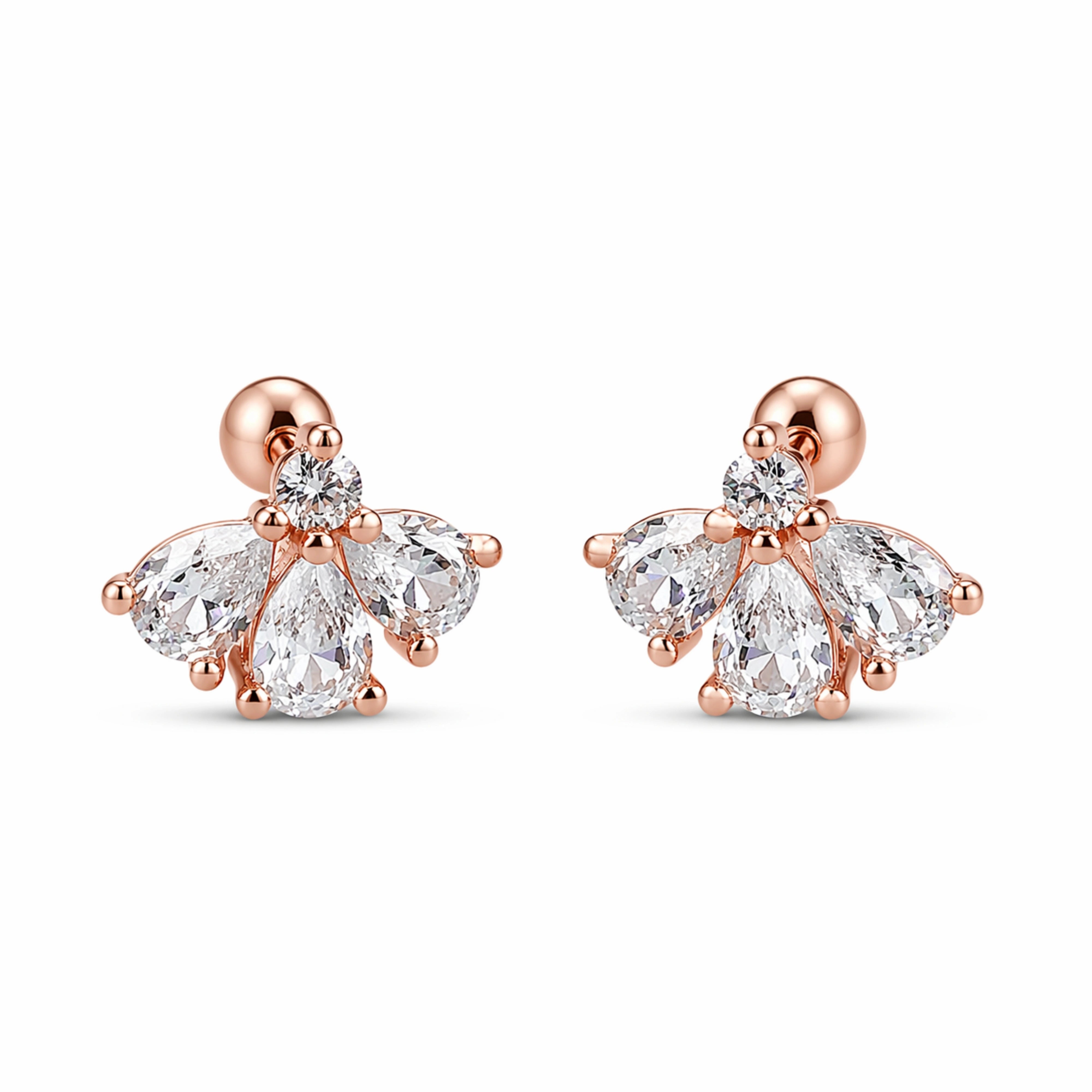 Rose Gold Crown Zircon Stud