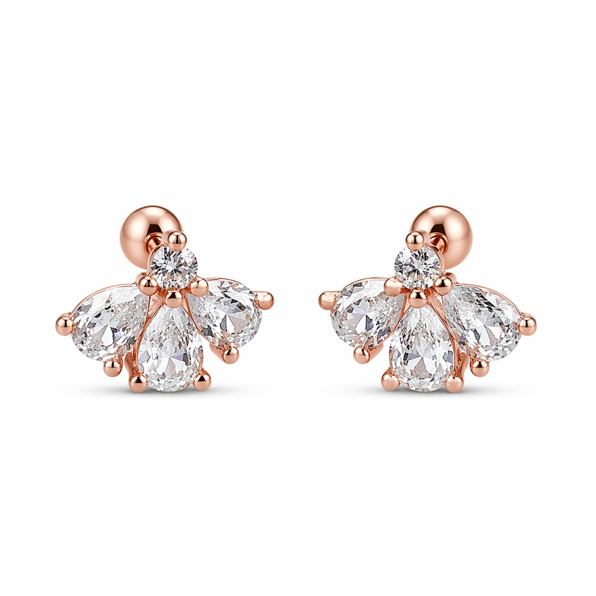 Rose Gold Crown Zircon Stud