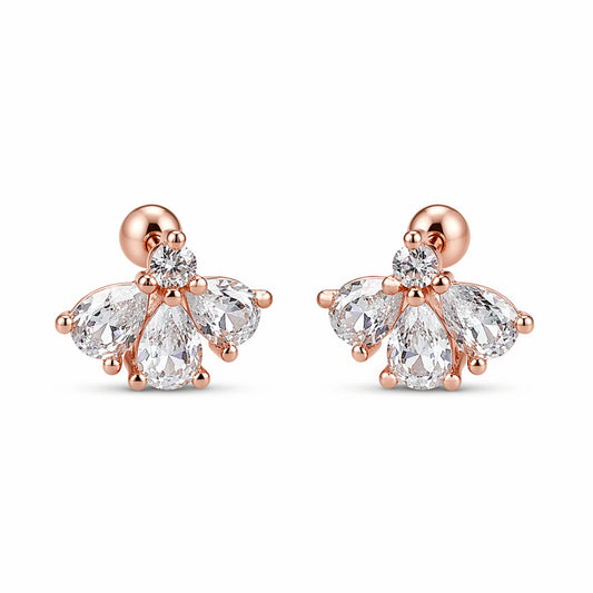Rose Gold Crown Zircon Stud