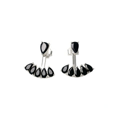 925 Sterling Silver Black Onyx Ear Jacket Earrings