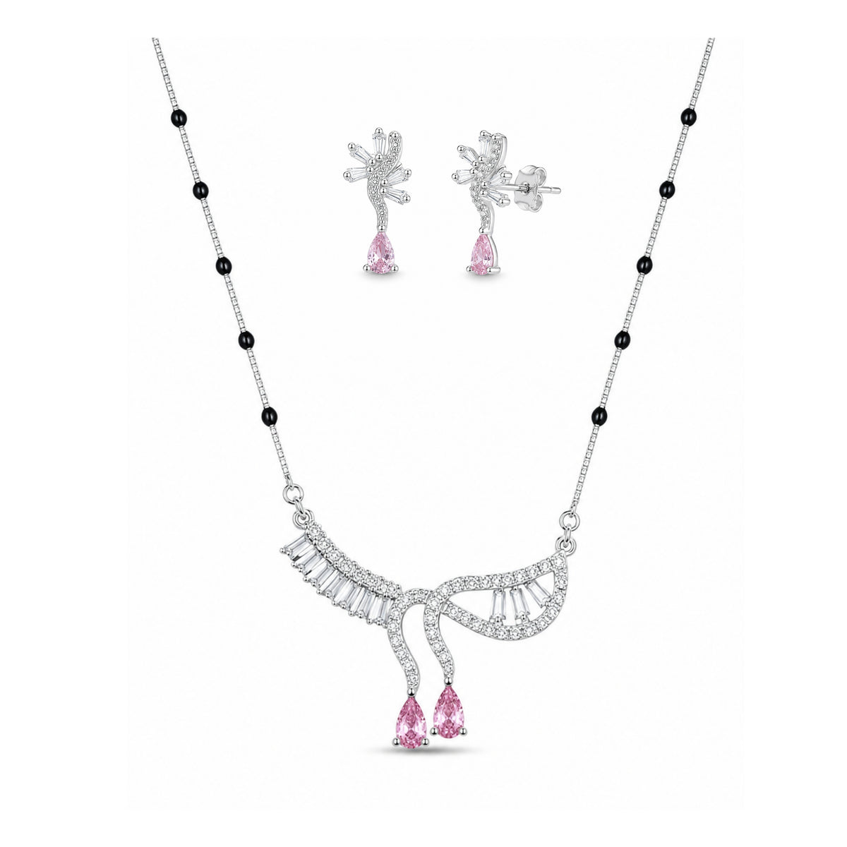 925 Silver Color Stone  Mangalsutra Set