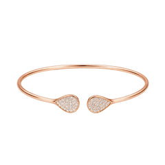 925 Silver Rose Gold Plated Open Kada with CZ