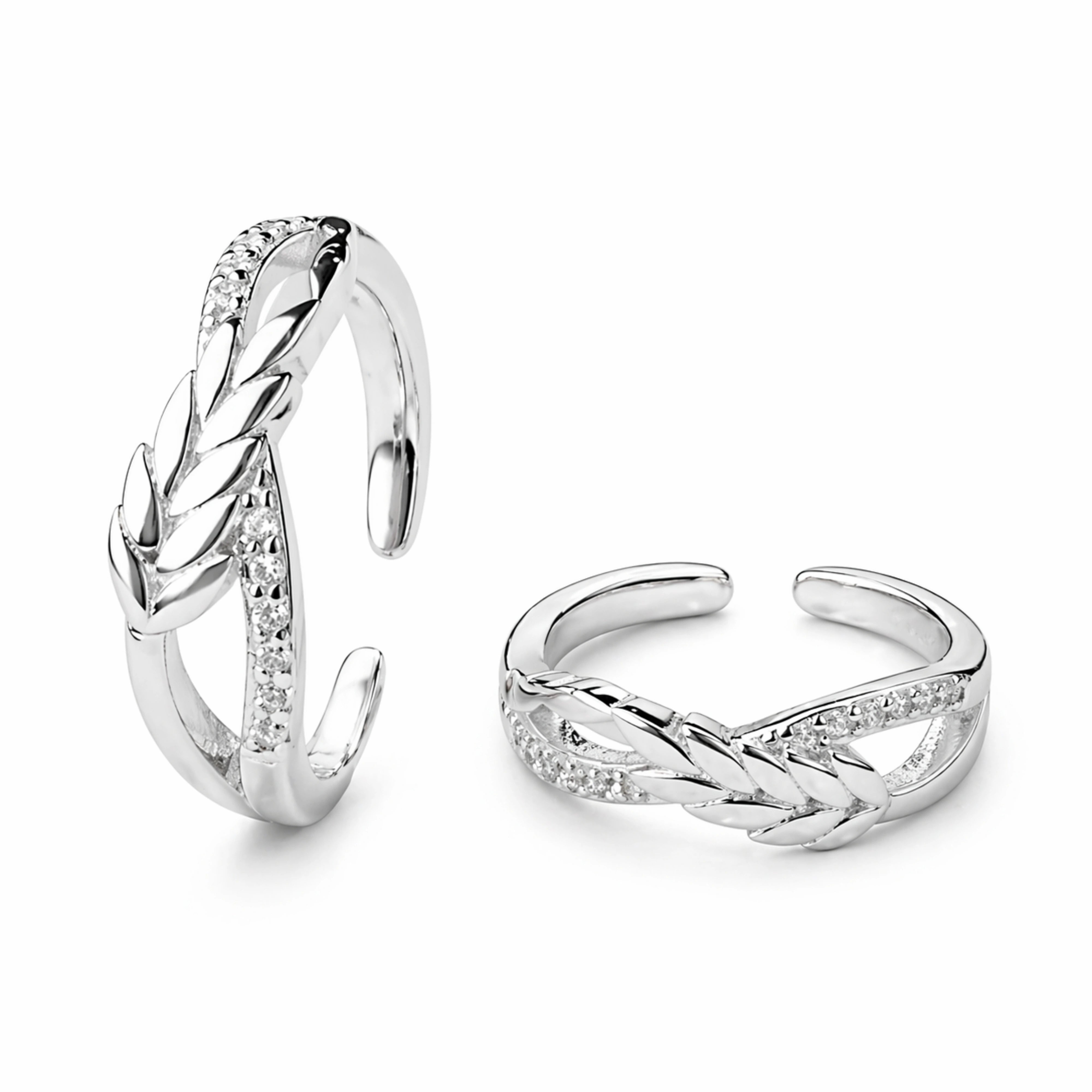 925 Sterling Silver Olive Leaf Adjustable Ring