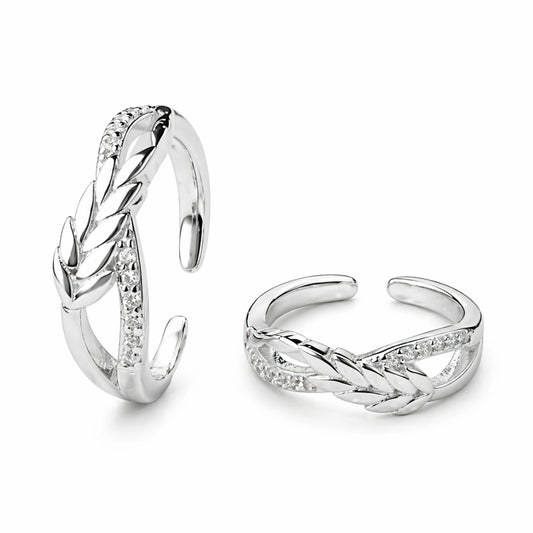 925 Sterling Silver Olive Leaf Adjustable Ring