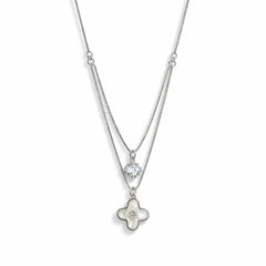 925 Sterling Silver Double Layer Clover Pendant Necklace for Women