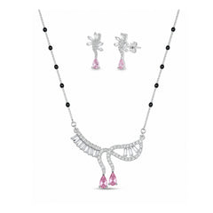 925 Silver Color Stone  Mangalsutra Set