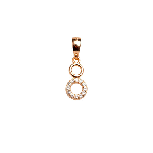 925 Sterling Silver Rose Gold Circle CZ Pendant