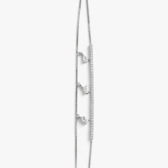 925 Sterling Silver CZ Bar Bracelet with Dangle Crystal Charms