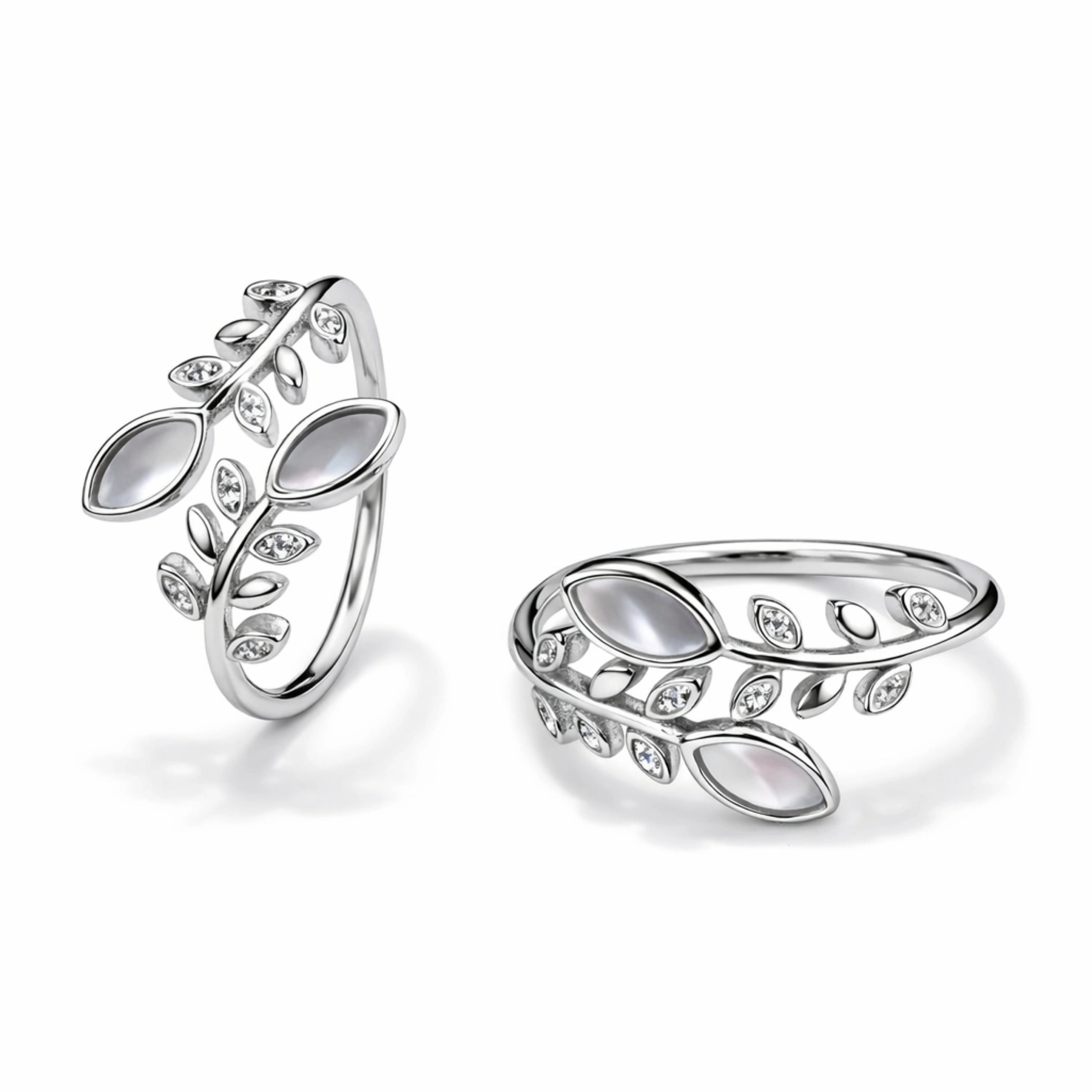 925 Sterling Silver Leaf Toe Ring for Women | Adjustable Open Band with CZ & Stone Design