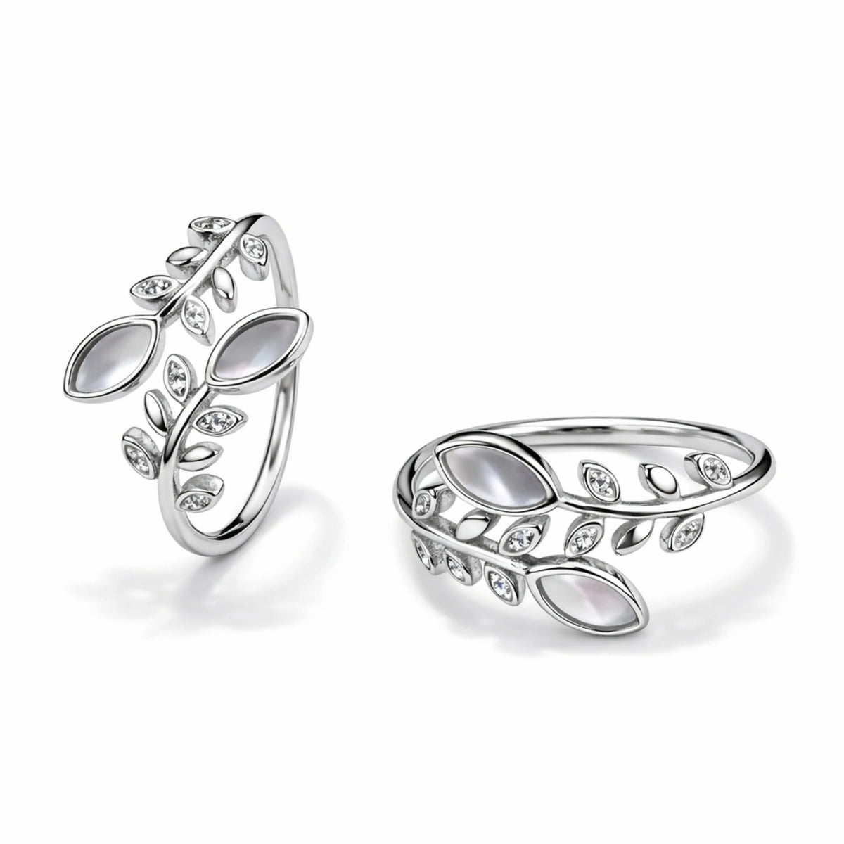 925 Sterling Silver Leaf Toe Ring for Women | Adjustable Open Band with CZ & Stone Design