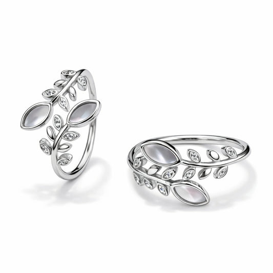 925 Sterling Silver Leaf Toe Ring for Women | Adjustable Open Band with CZ & Stone Design