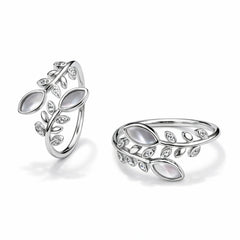 925 Sterling Silver Leaf Toe Ring for Women | Adjustable Open Band with CZ & Stone Design