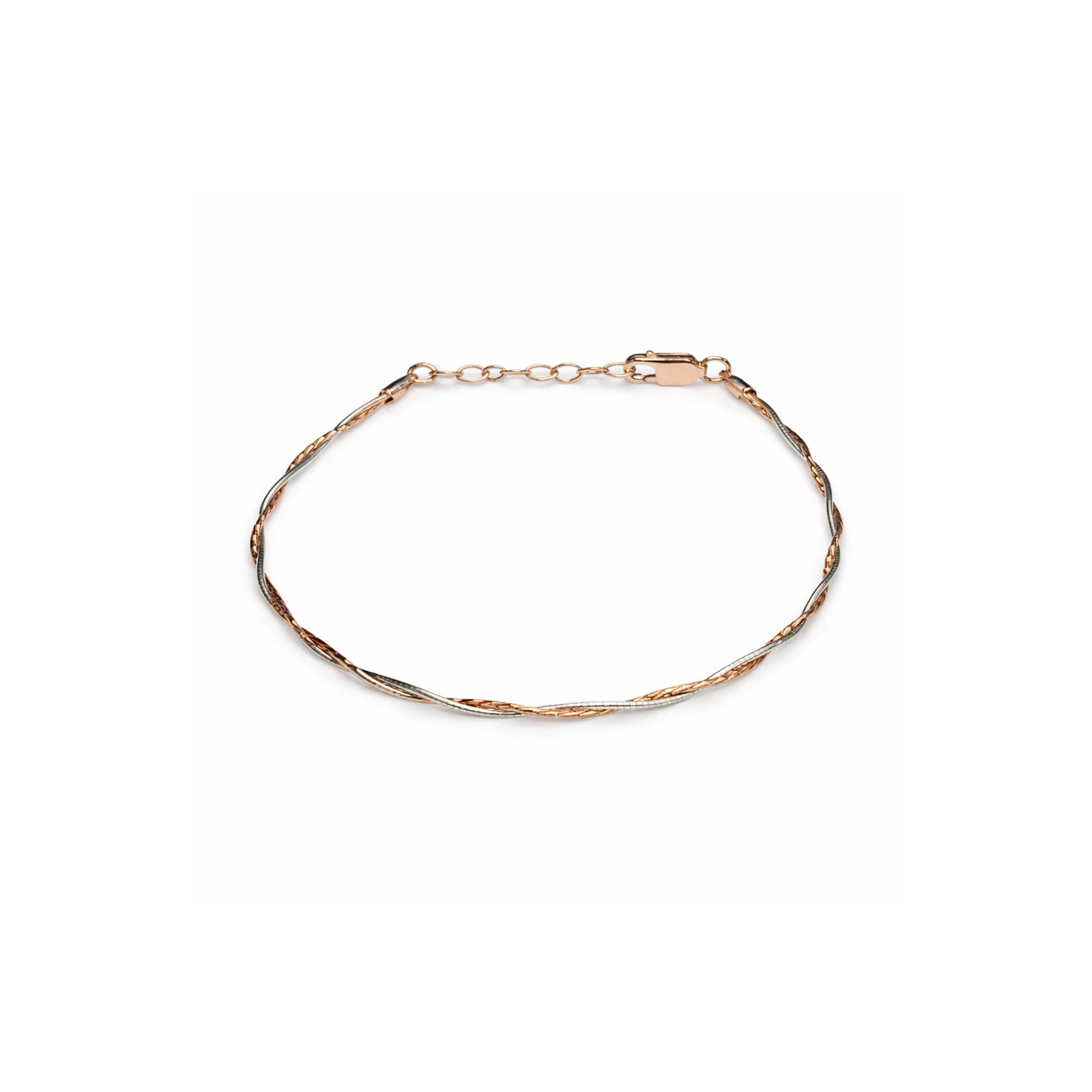 925 Sterling Silver Dual Tone Twisted Chain Bracelet for Women