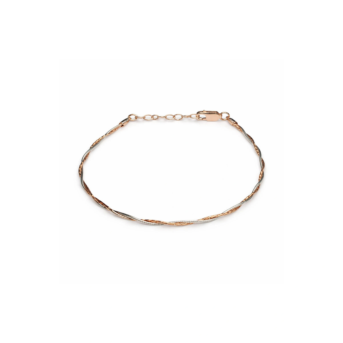 925 Sterling Silver Dual Tone Twisted Chain Bracelet for Women