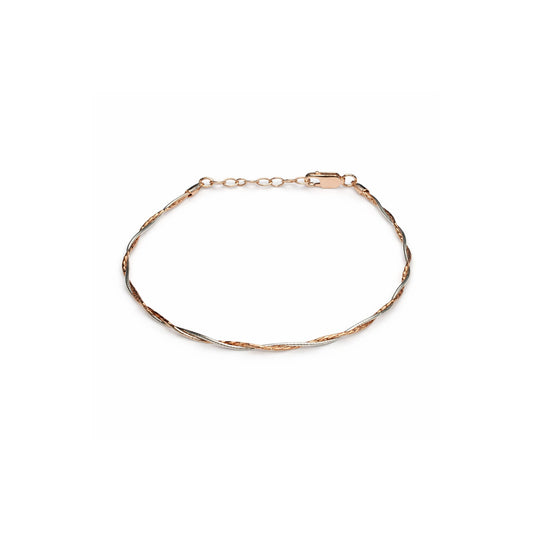 925 Sterling Silver Dual Tone Twisted Chain Bracelet for Women