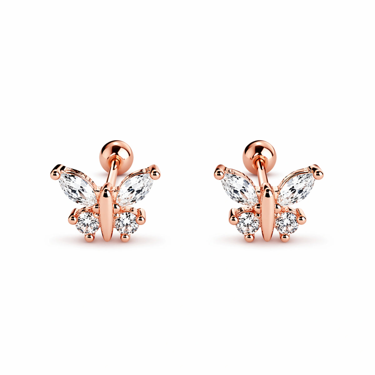 Rose Gold Butterfly Crystal Stud
