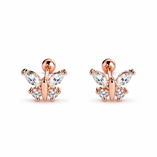 Rose Gold Butterfly Crystal Stud