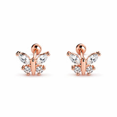 Rose Gold Butterfly Crystal Stud