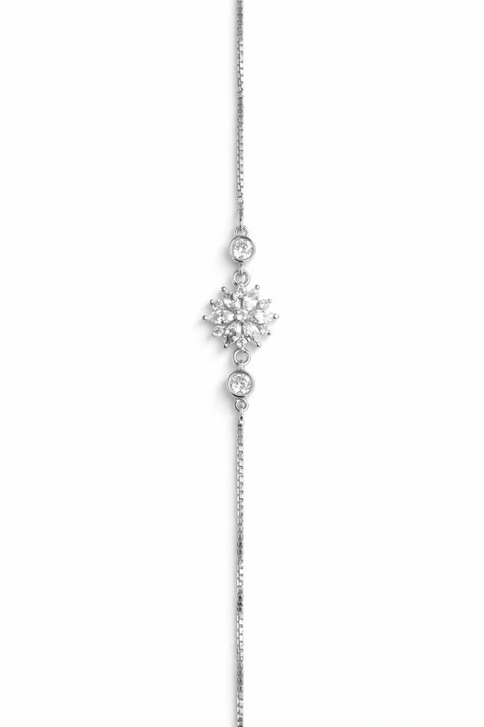 925 Sterling Silver Snowflake Crystal Bracelet for Women