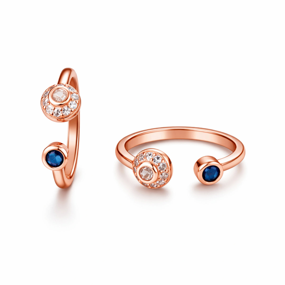 Rose Gold Blue Stone Adjustable Ring
