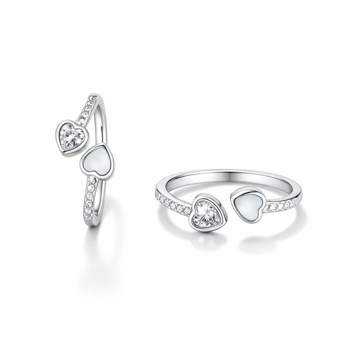 925 Sterling Silver Heart Toe Ring for Women | Adjustable Open Band with CZ & Stone Heart Design