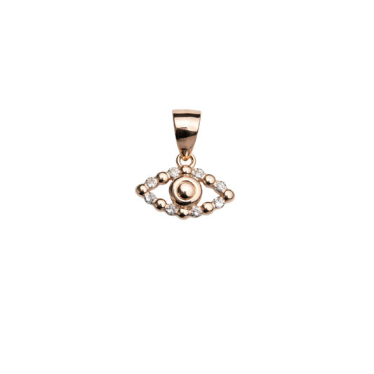 925 Sterling Silver Rose Gold Evil Eye CZ Pendant