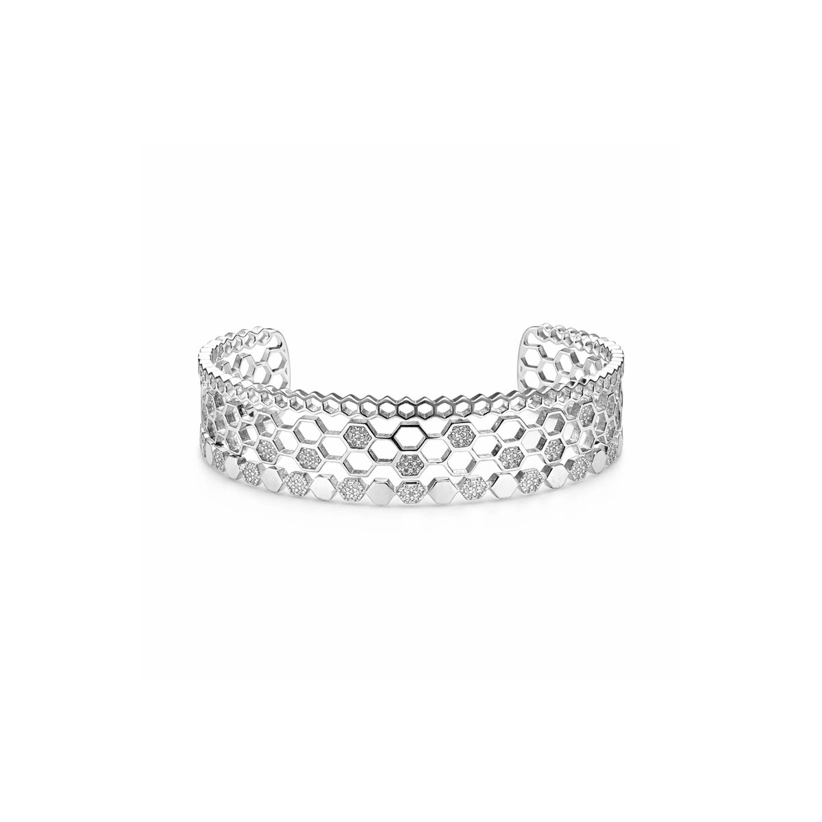925 Sterling Silver Honeycomb Cuff Kada