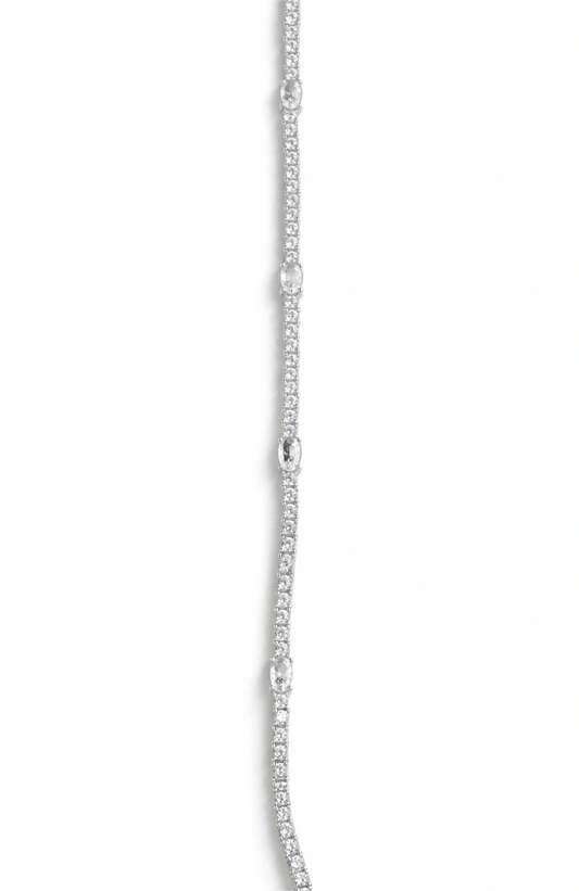 925 Sterling Silver Oval Crystal Tennis Bracelet