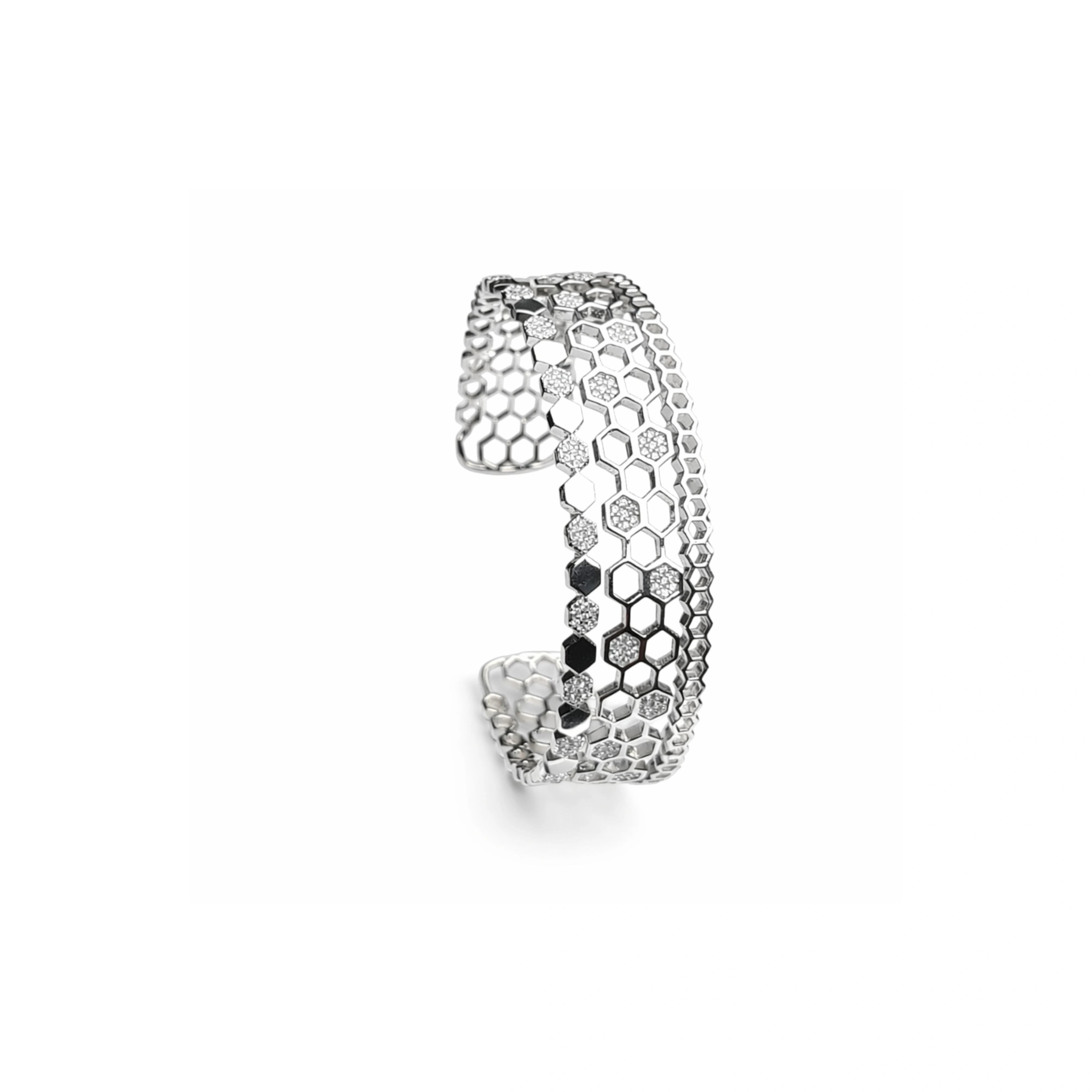 925 Sterling Silver Honeycomb Cuff Kada