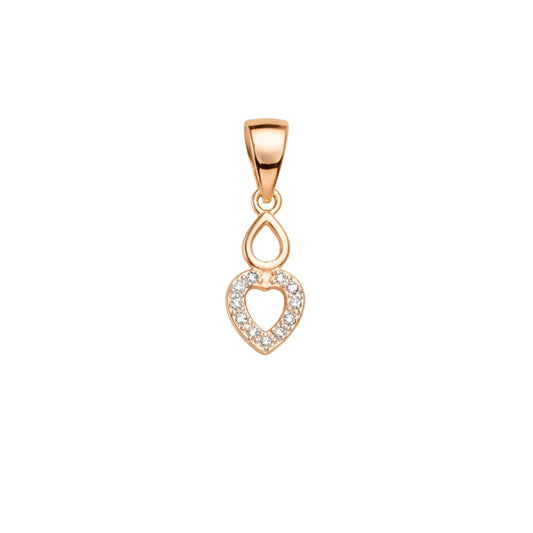 925 Sterling Silver Rose Gold Heart CZ Pendant