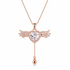 Rose Gold Heart Wing Pendant