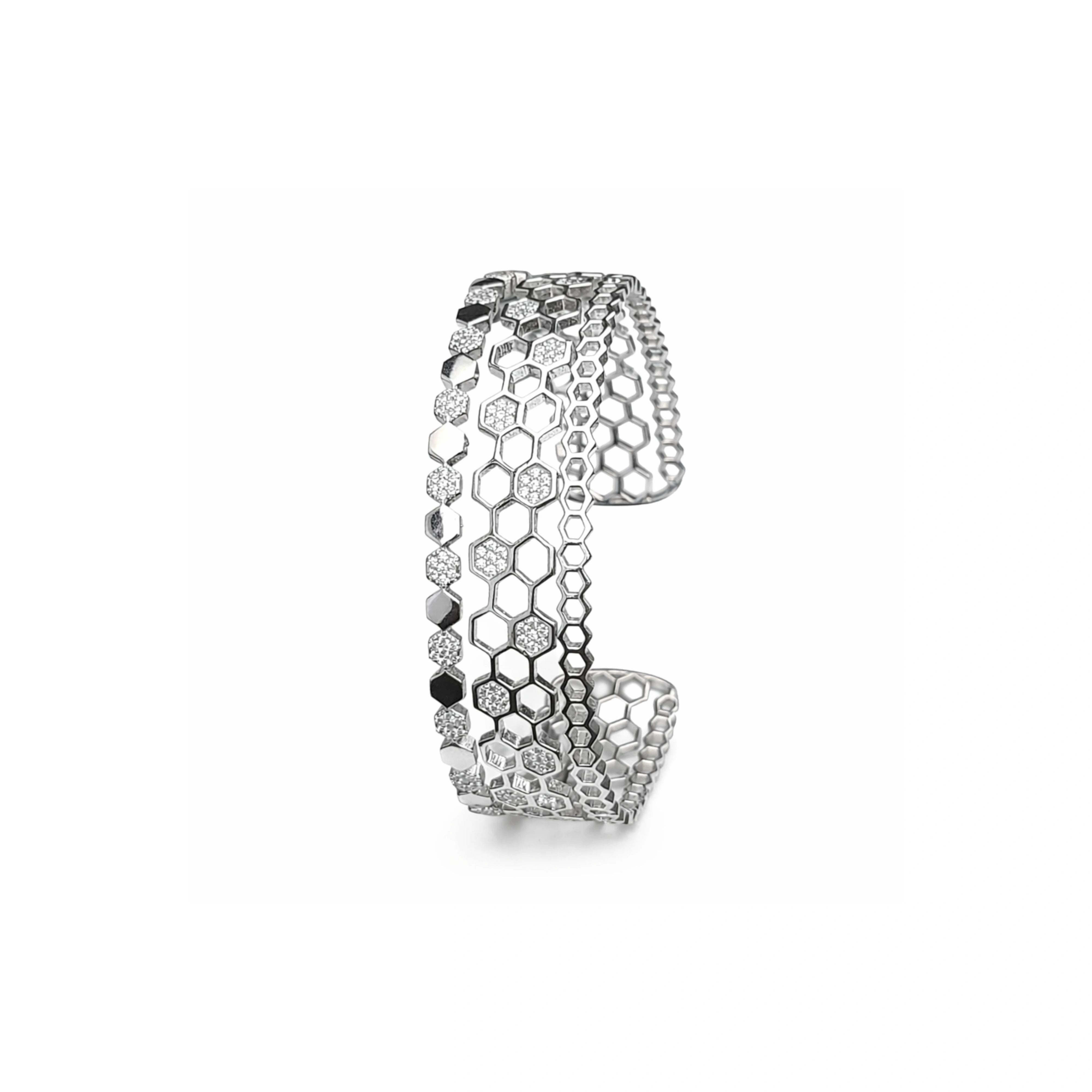 925 Sterling Silver Honeycomb Cuff Kada