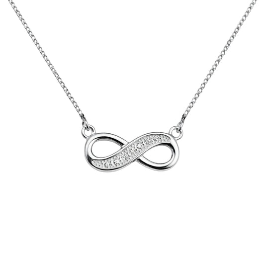 925 Sterling Silver Infinity Pendant Necklace with CZ Stones