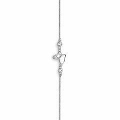 925 Sterling Silver Butterfly Charm Bracelet with CZ Crystals